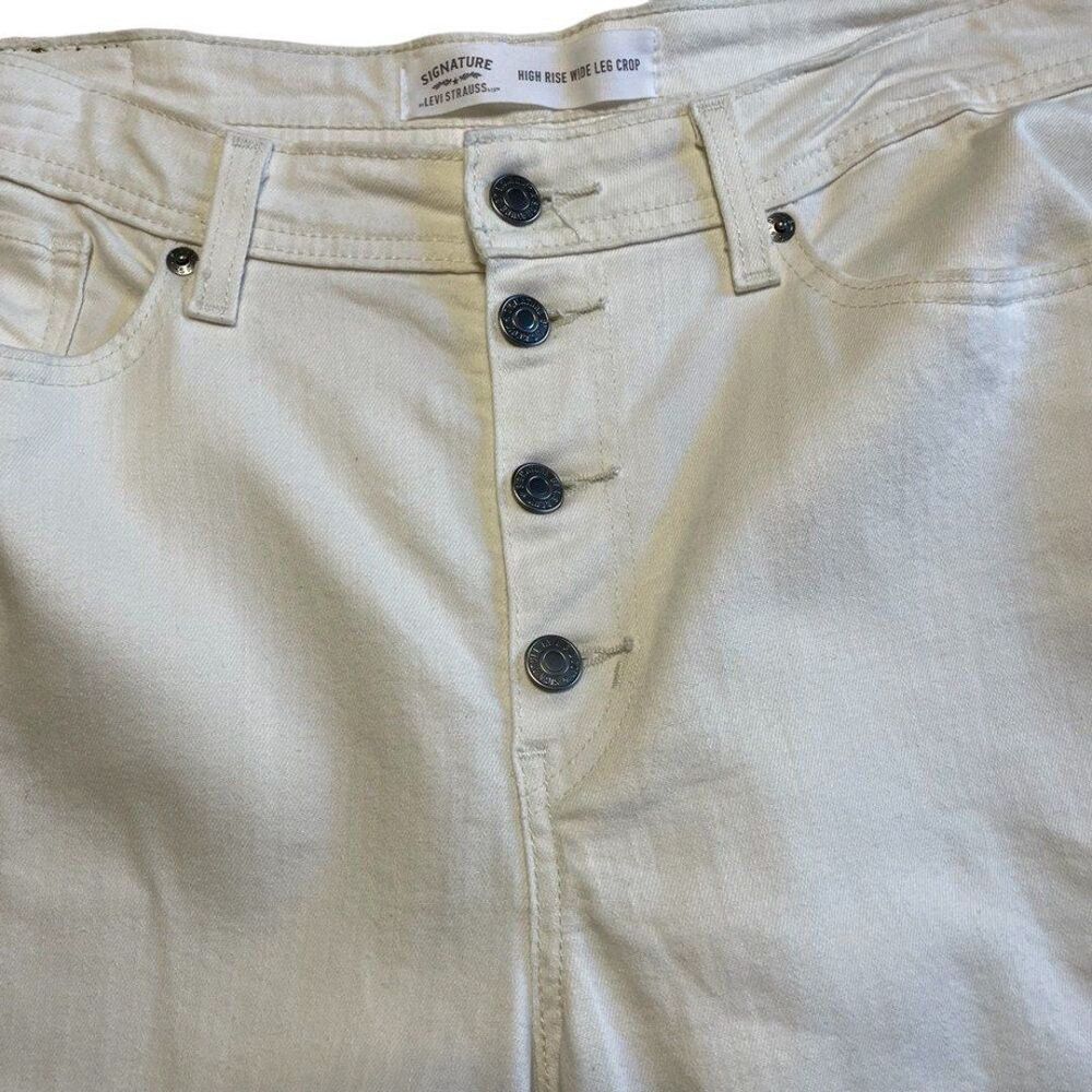 Levi Strauss Women's High Rise Wide Leg Crop Button Fly Off White Denim Size 14 - Picture 5 of 12